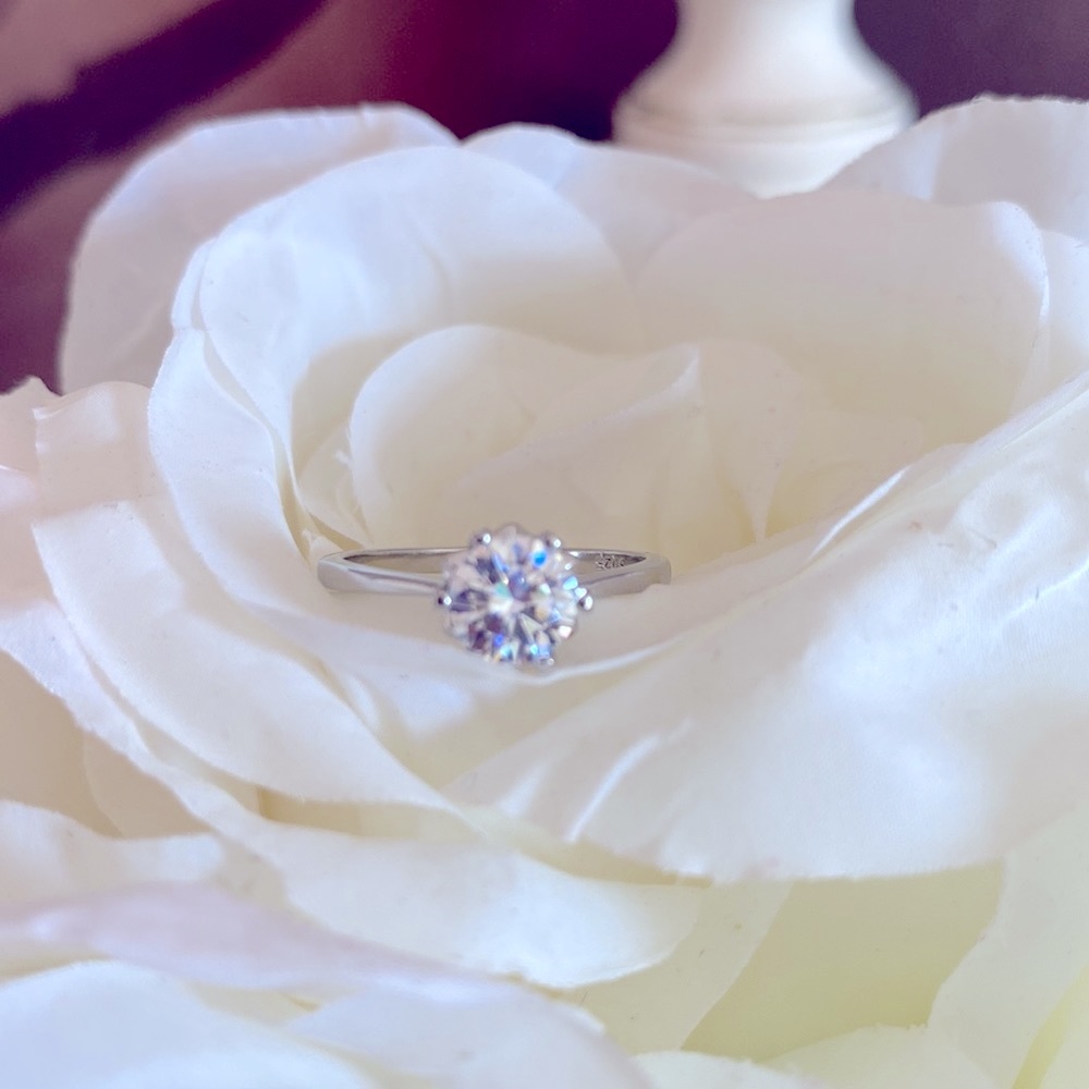 1CT Platinum GRA Moissanite Diamond Ring S925 NEW - Picture 3 of 9
